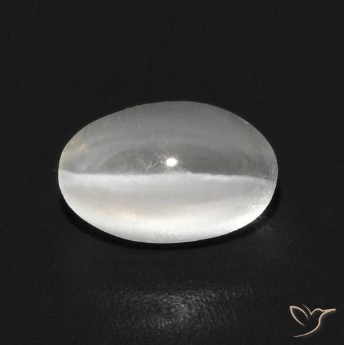1.12ct Natural Blanco cálido Silimanita Ojo de Gato, Ovalada, Transparente