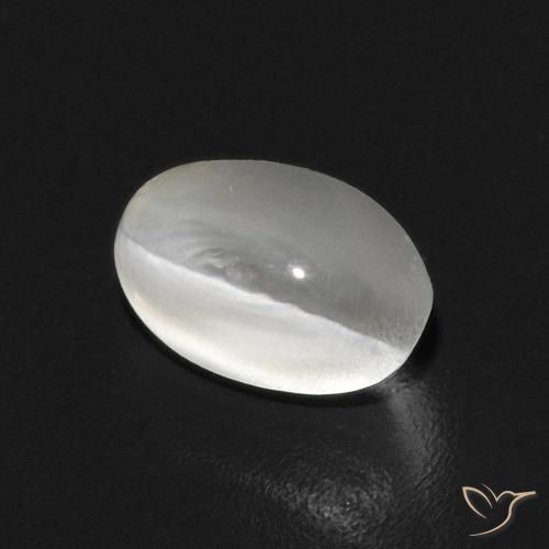 Silimanita Ojo de Gato Blanco cálido natural de 1.12 ct, Ovalada, Transparente