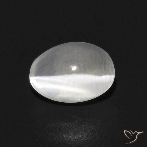 0.87ct Natural Blanco cálido Silimanita Ojo de Gato, Ovalada, Transparente