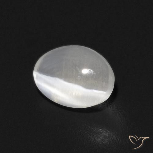 Silimanita Ojo de Gato Blanco cálido natural de 0.87 ct, Ovalada, Transparente