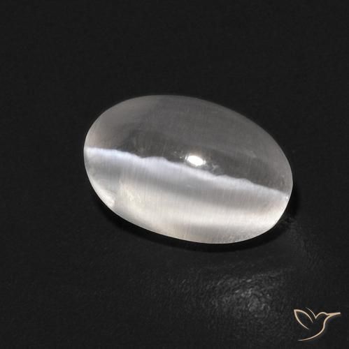 Silimanita Ojo de Gato Blanco claro natural de 0.86 ct, Ovalada, Transparente