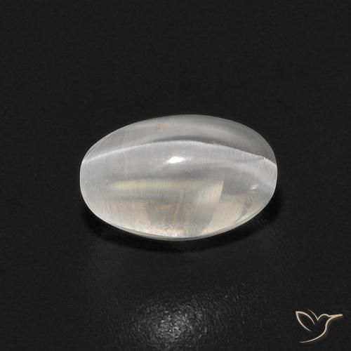0.89ct Natural Blanco cálido Silimanita Ojo de Gato, Ovalada, Transparente