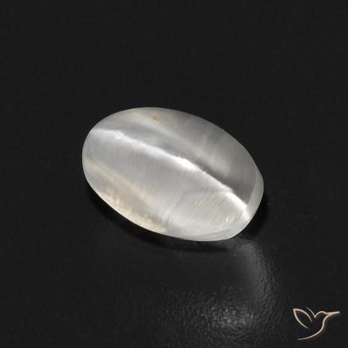 Silimanita Ojo de Gato Blanco cálido natural de 0.89 ct, Ovalada, Transparente