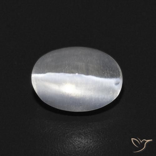 0.91ct Natural Blanco Silimanita Ojo de Gato, Ovalada, Transparente