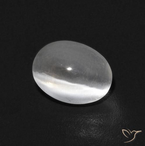 0.84ct Natural Blanco Silimanita Ojo de Gato, Ovalada, Transparente