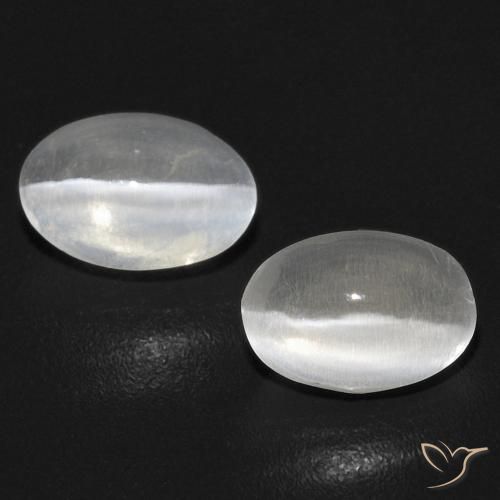 1.40ctw Natural Blanco Silimanita Ojo de Gato, Ovalada, Transparente
