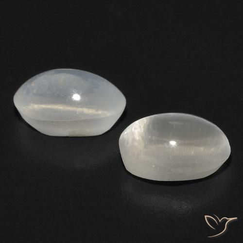 Gemas de Silimanita Ojo de Gato Blanco natural de 1.40 ct, Ovalada, Transparente