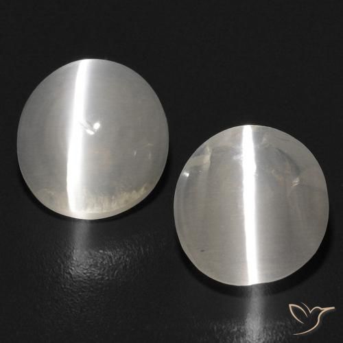 2.68ctw Natural Blanco cálido Silimanita Ojo de Gato, Ovalada, Transparente
