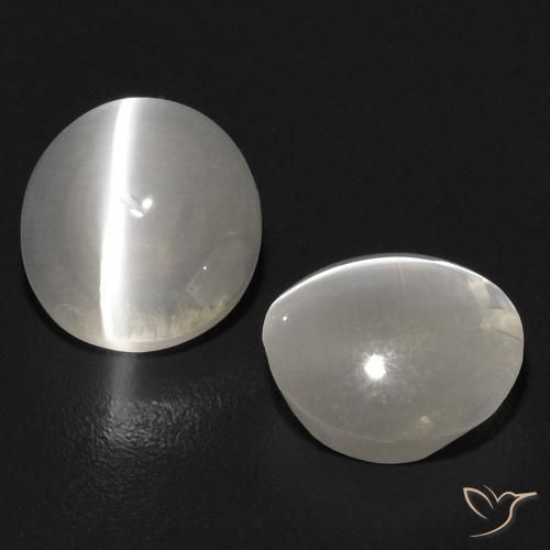 Gemas de Silimanita Ojo de Gato Blanco cálido natural de 2.68 ct, Ovalada, Transparente