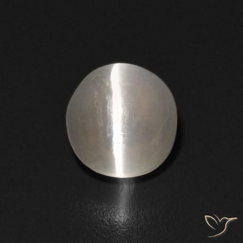 0.90ct Natural Blanco cálido Silimanita Ojo de Gato, Ovalada, Transparente