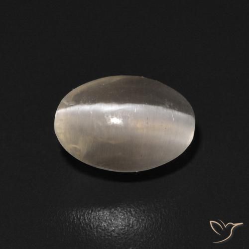 0.81ct Natural Blanco cálido Silimanita Ojo de Gato, Ovalada, Transparente