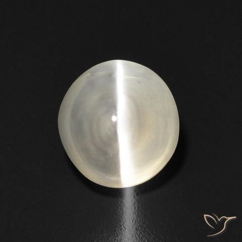 1.58ct Natural Blanco cálido Silimanita Ojo de Gato, Ovalada, Transparente