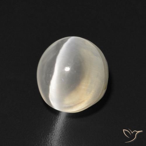 Silimanita Ojo de Gato Blanco cálido natural de 1.58 ct, Ovalada, Transparente