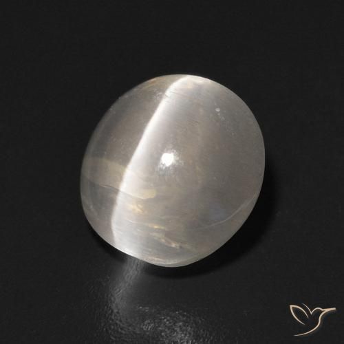 Silimanita Ojo de Gato Blanco cálido natural de 1.42 ct, Ovalada, Transparente