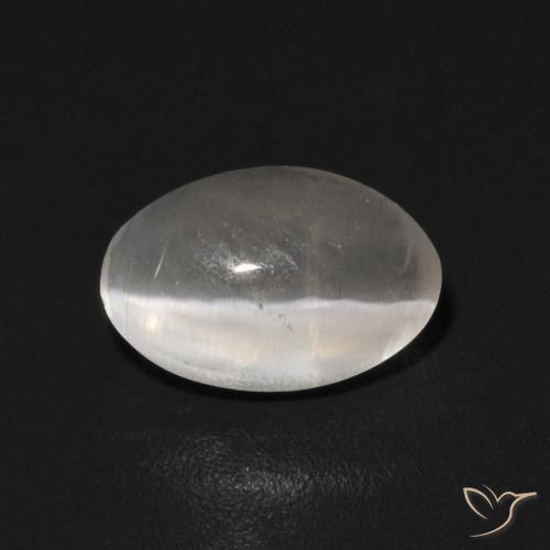 0.94ct Natural Blanco cálido Silimanita Ojo de Gato, Ovalada, Transparente