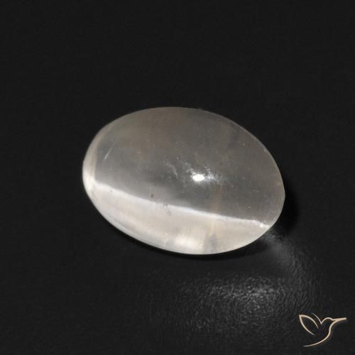 Silimanita Ojo de Gato Blanco cálido natural de 0.94 ct, Ovalada, Transparente