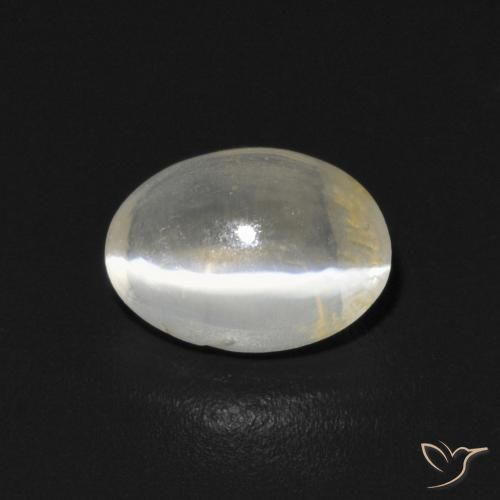 0.76ct Natural Blanco cálido Silimanita Ojo de Gato, Ovalada, Transparente