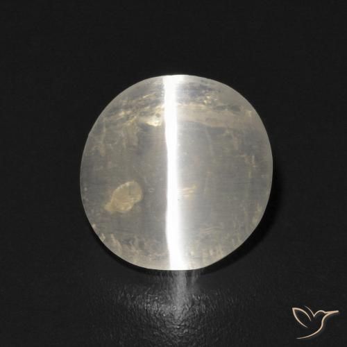 1.17ct Natural Blanco cálido Silimanita Ojo de Gato, Ovalada, Transparente