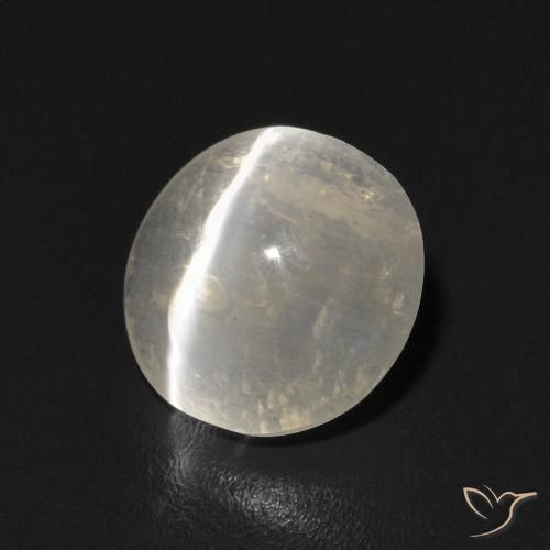 Silimanita Ojo de Gato Blanco cálido natural de 1.17 ct, Ovalada, Transparente