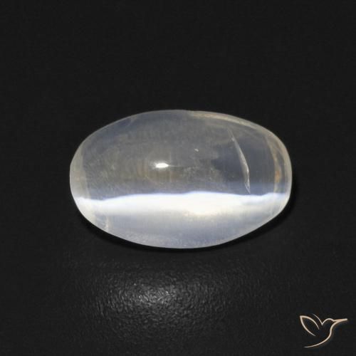 0.83ct Natural Blanco cálido Silimanita Ojo de Gato, Ovalada, Transparente