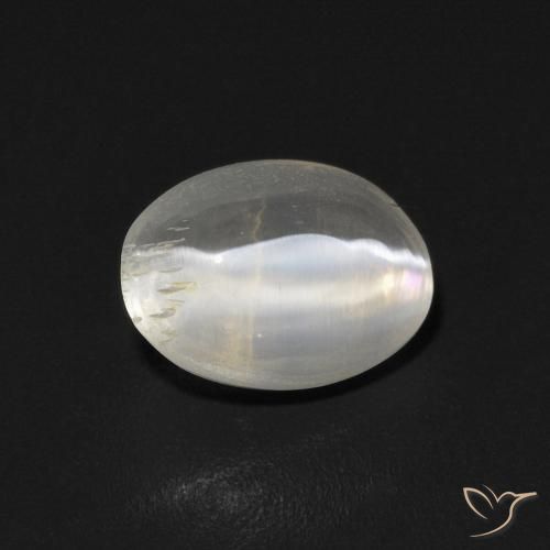 0.97ct Natural Blanco cálido Silimanita Ojo de Gato, Ovalada, Transparente