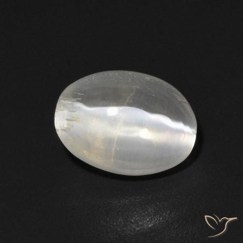 Silimanita Ojo de Gato Blanco cálido natural de 0.97 ct, Ovalada, Transparente