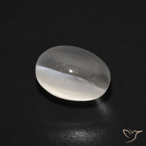 1.27ct Natural Gris muy claro Silimanita Ojo de Gato, Ovalada, Transparente