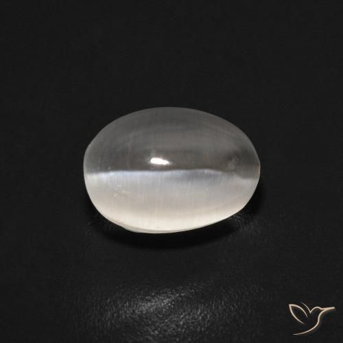 Silimanita Ojo de Gato Gris muy claro natural de 1.27 ct, Ovalada, Transparente