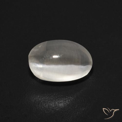 0.74ct Natural Gris muy claro Silimanita Ojo de Gato, Ovalada, Transparente