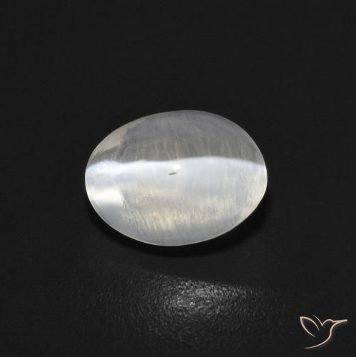 1.05ct Natural Gris muy claro Silimanita Ojo de Gato, Ovalada, Transparente