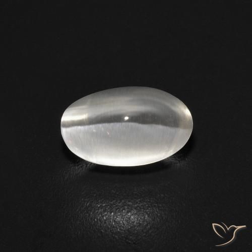 0.89ct Natural Gris muy claro Silimanita Ojo de Gato, Ovalada, Transparente