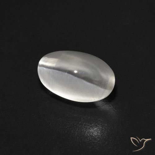 Silimanita Ojo de Gato Gris muy claro natural de 0.89 ct, Ovalada, Transparente