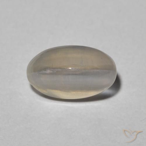 1.31ct Natural Warm Grey Silimanita Ojo de Gato, Ovalada, Translúcido