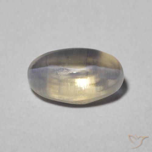0.97ct Natural Warm Grey Silimanita Ojo de Gato, Ovalada, Translúcido