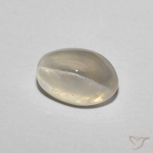 Silimanita Ojo de Gato Amarillo claro natural de 1.51 ct, Ovalada, Translúcido