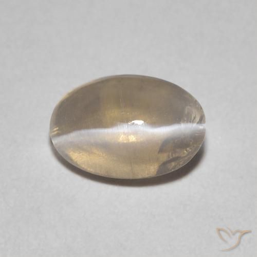 0.89ct Natural Marrón tortilla claro Silimanita Ojo de Gato, Ovalada, Transparente