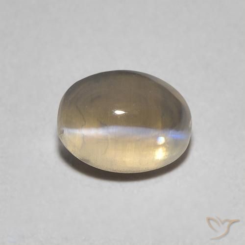 0.95ct Natural Marrón amarillo claro Silimanita Ojo de Gato, Ovalada, Transparente