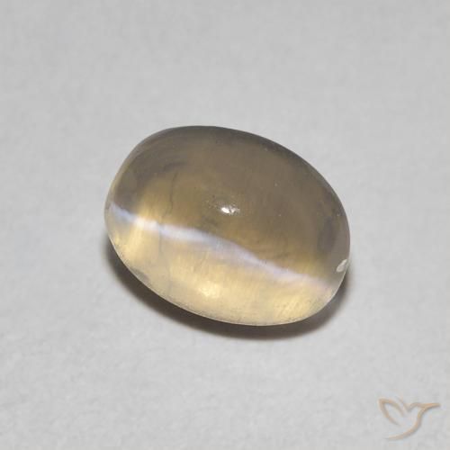 Silimanita Ojo de Gato Marrón amarillo claro natural de 0.95 ct, Ovalada, Transparente