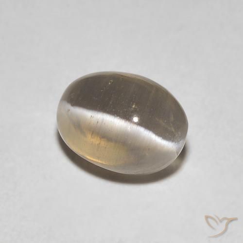 Silimanita Ojo de Gato Marrón muy claro natural de 1.29 ct, Ovalada, Transparente