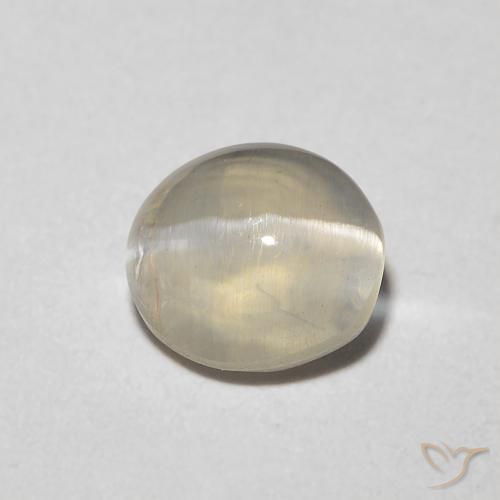 1.08ct Natural Blanco cálido Silimanita Ojo de Gato, Ovalada, Transparente