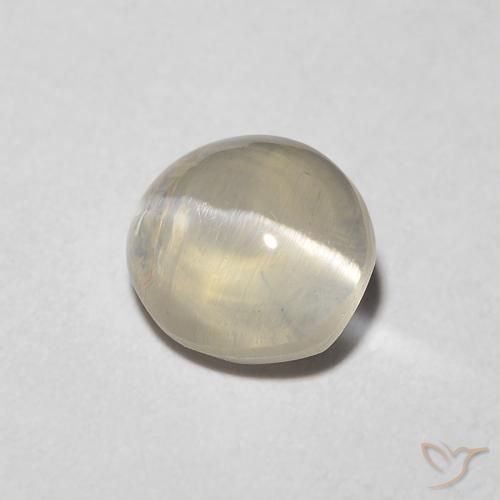 Silimanita Ojo de Gato Blanco cálido natural de 1.08 ct, Ovalada, Transparente