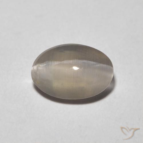 0.98ct Natural Gris muy claro Silimanita Ojo de Gato, Ovalada, Transparente
