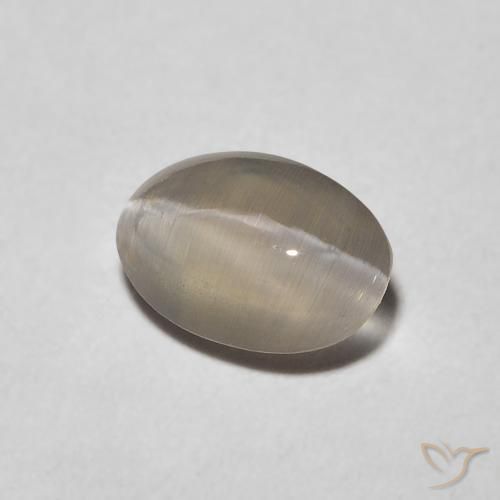 Silimanita Ojo de Gato Gris muy claro natural de 0.98 ct, Ovalada, Transparente