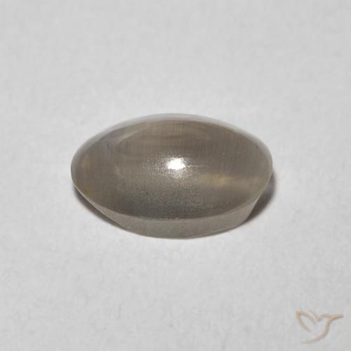 Silimanita Ojo de Gato Gris muy claro natural de 0.98 ct, Ovalada, Transparente