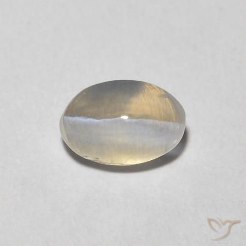 0.81ct Natural Blanco cálido Silimanita Ojo de Gato, Ovalada, Transparente