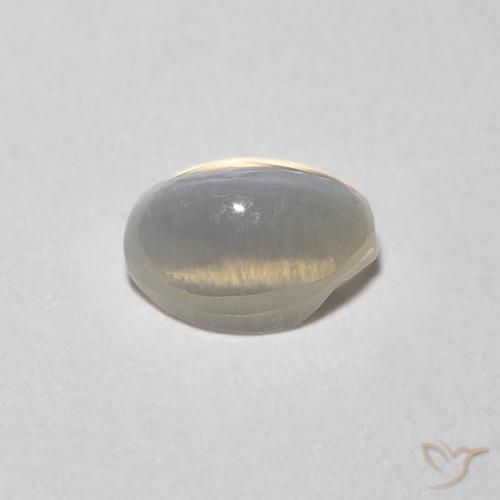 Silimanita Ojo de Gato Blanco cálido natural de 0.81 ct, Ovalada, Transparente