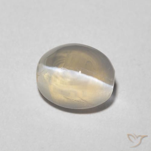 Silimanita Ojo de Gato Blanco cálido natural de 1.22 ct, Ovalada, Transparente
