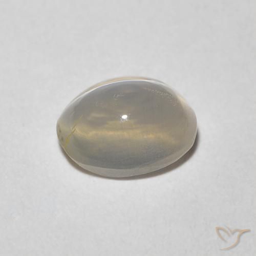 Silimanita Ojo de Gato Blanco cálido natural de 1.22 ct, Ovalada, Transparente