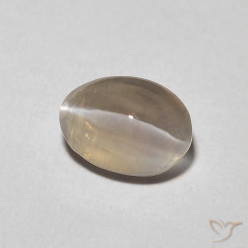 Silimanita Ojo de Gato Marrón muy claro natural de 1.23 ct, Ovalada, Transparente