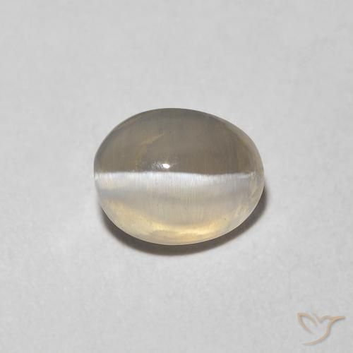 1.16ct Natural Gris muy claro Silimanita Ojo de Gato, Ovalada, Transparente